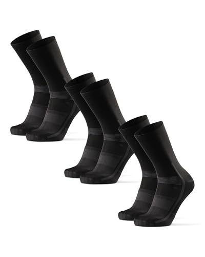 DANISH ENDURANCE Calcetines de Ciclismo, Calcetines Deportivos Anti-Ampollas Hombre Acolchados y Transpirables, para Hombres y Mujeres, 3 y 5 Pack, Negro, 39-42