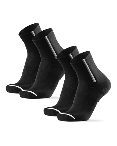 DANISH ENDURANCE Calcetines Ciclismo Lana Merino, Transpirables y Térmicos, 2 Pack, Negro, 43-47