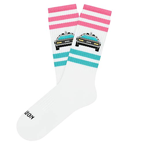 Jimmy Lion Calcetines para hombre y mujer, inspirados en una de las películas más populares de todos los tiempos, con la calidad única Athletic Delorean - Blanco Talla única