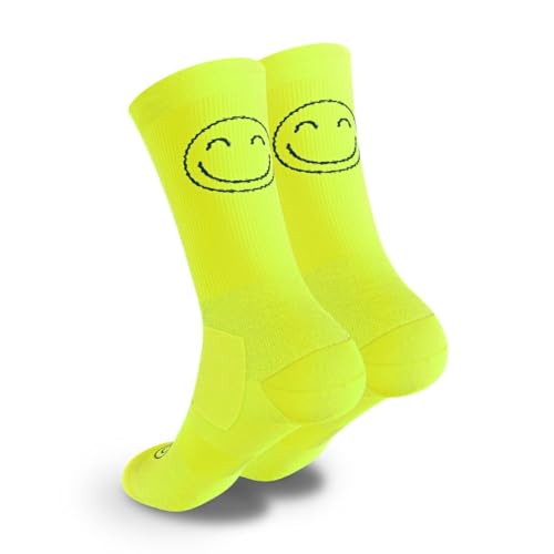 HappyTraining Calcetines Deportivos, transpirables, termorreguladores, talón y puntera reforzado, perfectos para running, crossfit, ciclismo (FR/ES, Números, 38, 41, Regular, Regular, Amarillo Fluor)