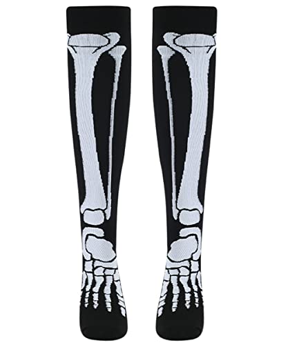 Calcetines de Compresión para Hombres Mujer Calcetines Compresivos con Motivos de Halloween (Murciélago Esqueleto Gato) Medias de Compresion Divertidos Originales Fantasía Unisexo (Estilo7, L/XL)