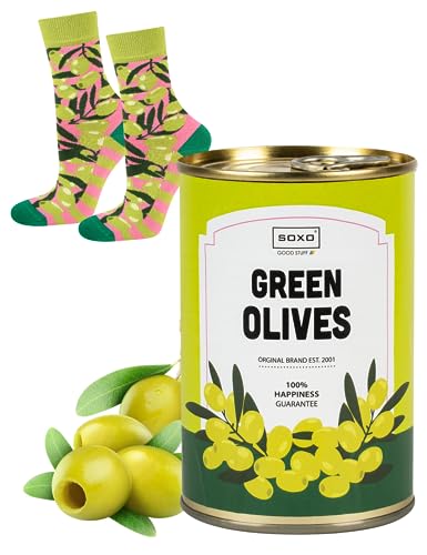 soxo Lata Calcetines Mujer Divertidos Algodon Socks Regalos Originales Colores Regalo 35-40 Aceitunas