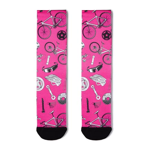 Ruperga 3D Print - Calcetines Deportivos, Divertidos, Tejido SoftAir+, Termorregulador, para CrossFit, Pádel, Tenis, Running, Skate, Ciclismo, MTB, Senderismo, Yoga, Gimnasio, Trail (41-46, Bike)
