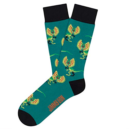 Jimmy Lion Calcetines para Hombre y Mujer Jurassic Dilopho - Acqua Oscuro Talla 36-40. Edición Outlet.