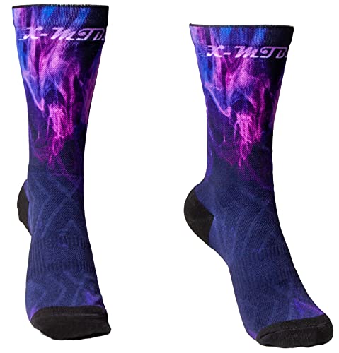 XMTBSTYLE Calcetines Deportivos Hombre Mujer Estampados –Crossfit, Running, Ciclismo, MTB, Gym, Fitness y Senderismo – Transpirables, Antiampollas y Resistentes – Regalo Original- Neon M