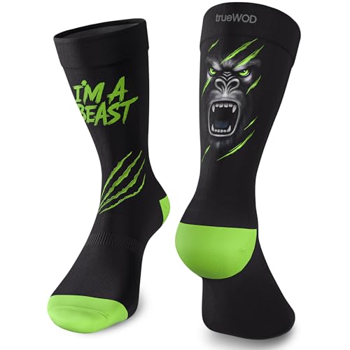 trueWOD Calcetines Running Hombre Mujer Crossfit Ciclismo Trail Running Padel Correr Calcetines Deporte Divertidos Antiampollas Sin Costuras Compresion Transpirables Ligeros Resistentes
