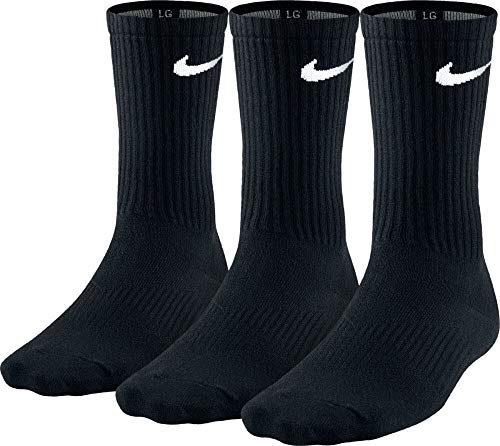 Nike Crew Paquete de 3 Pares Calcetines, Hombre, Negro, M