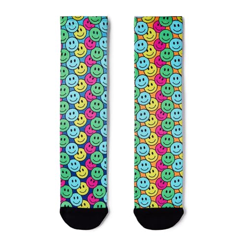Ruperga 3D Print - Calcetines Deportivos, Divertidos, Tejido SoftAir+, Termorregulador, para CrossFit, Pádel, Tenis, Running, Skate, Ciclismo, MTB, Senderismo, Yoga, Gimnasio, Trail (41-46, Smile)