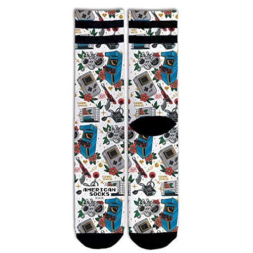 American Socks Game over - Mid High S/M - Calcetines de deporte para hombre y mujer, Calcetines de Crossfit, Calcetines de Padel, Calcetines de Running, Calcetines de Ciclismo, Bici y Skate.
