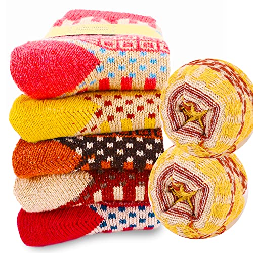 VoJoPi Calcetines Termicos Mujer, 5 Pares Calcetines de Invierno Gruesos y Cálidos con Interior Borroso, Calcetines Cálidos de Regalo de Invierno para Damas en Invierno Frío, Talla Unica 35-40