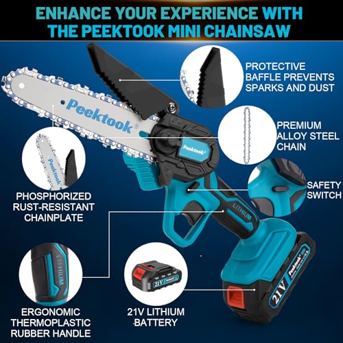 Mini-Motosierra-Bateria-6-Pulgadas-Peektook-Motosierra-Electrica-con-2-Baterias-de-Gran-Capacidad-y-2-Cadenas-Motosierra-Electrica-portatil-Inalambrica-para-Podar-Arboles-de-Jardineria-y-Madera-0-3